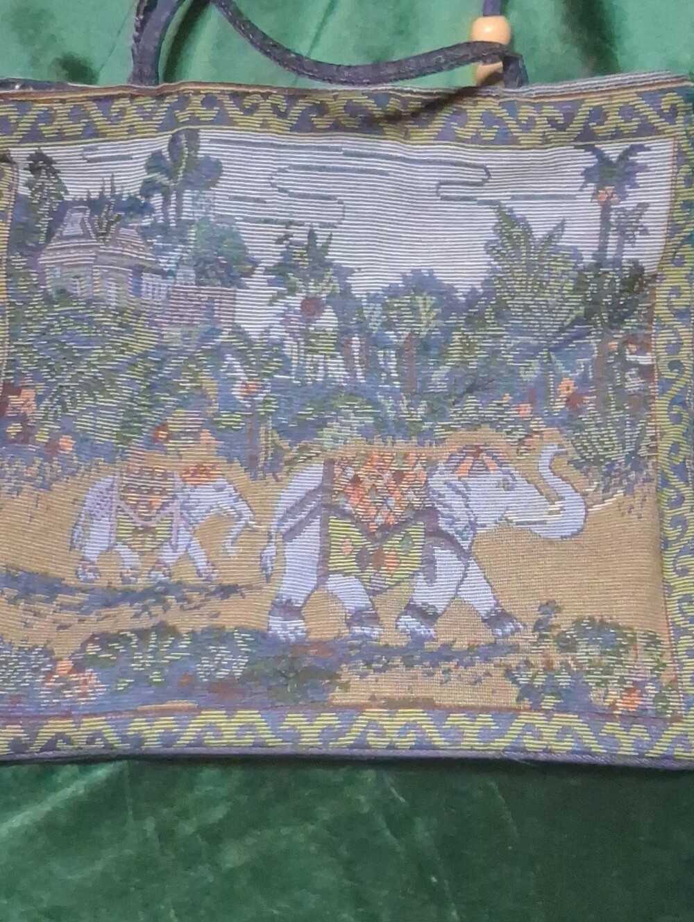 Vintage Boho Elephant Woven Tapestry Tote Bag Shoulder Purse Eco Exotic Scenic